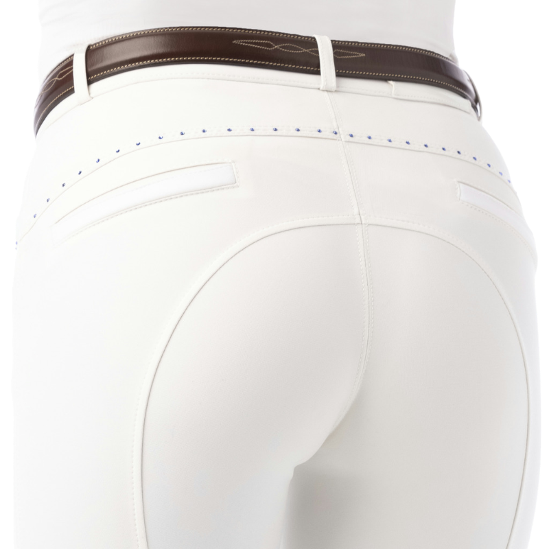 Equithème - Pantalon d'équitation fille Safir blanc/ bleu | - Ohlala