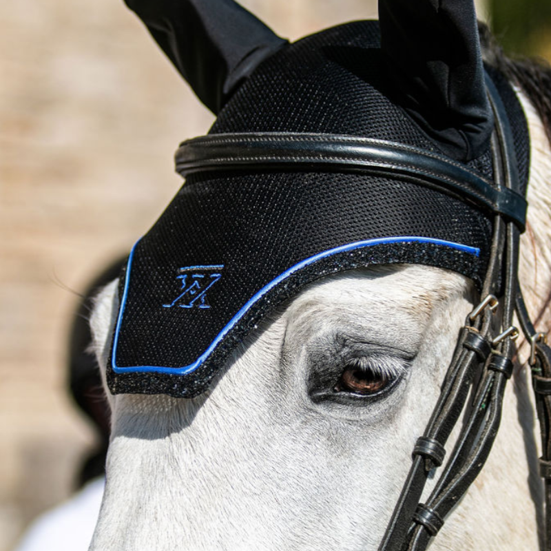 Oxxer - Bonnet pour chevaux Accent noir/ bleu roi | - Ohlala