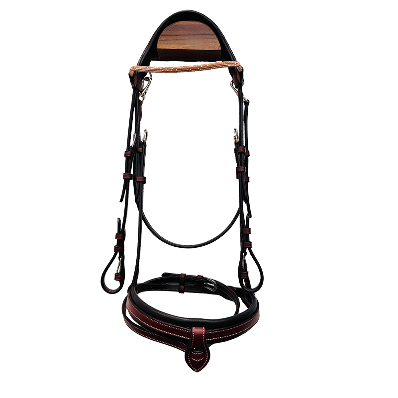 Flags & Cup - Bridon muserolle combinée Geneve marron/ rose gold