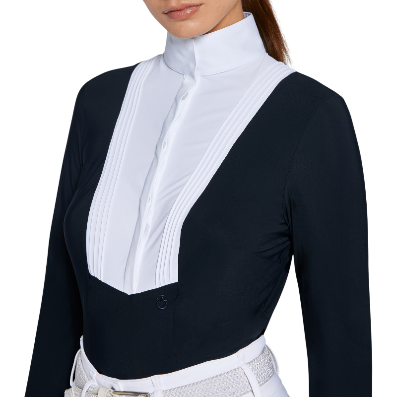 Cavalleria Toscana - Polo de concours manches longues femme Americain marine