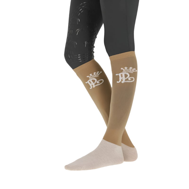 Pénélope - Chaussettes d’équitation concours Taupe/crème (x2) | - Ohlala