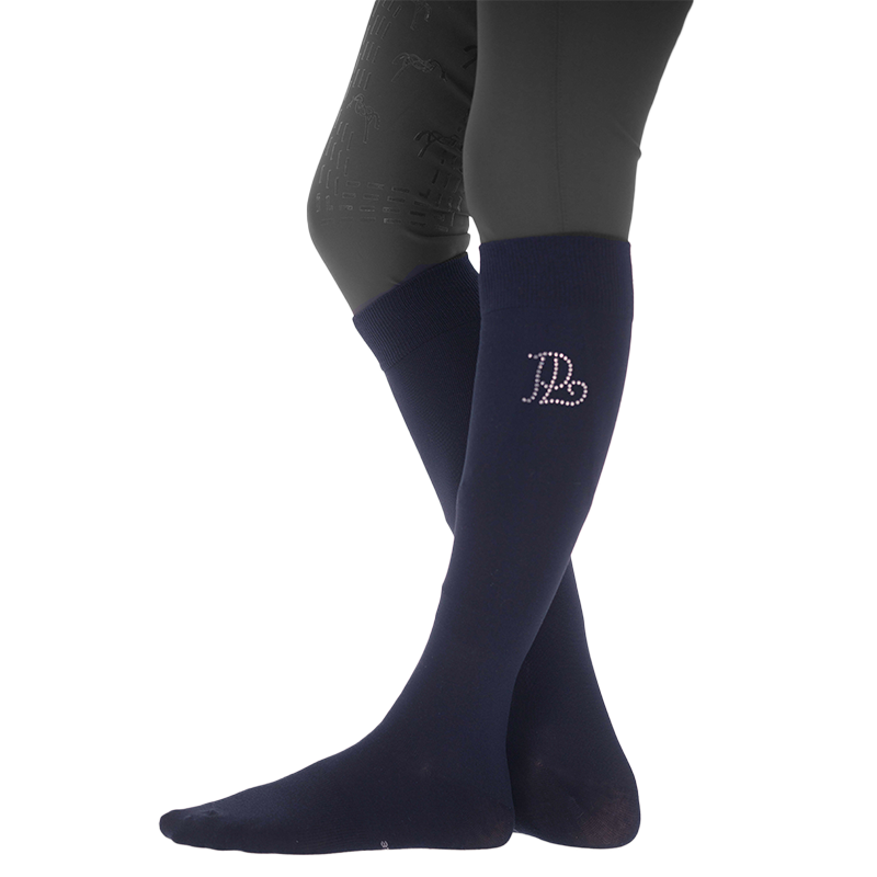 Pénélope - Chaussette d'équitation Luxe Strass marine | - Ohlala