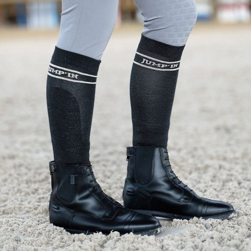 Jump'In - Chaussettes d'équitation Lurex noir | - Ohlala