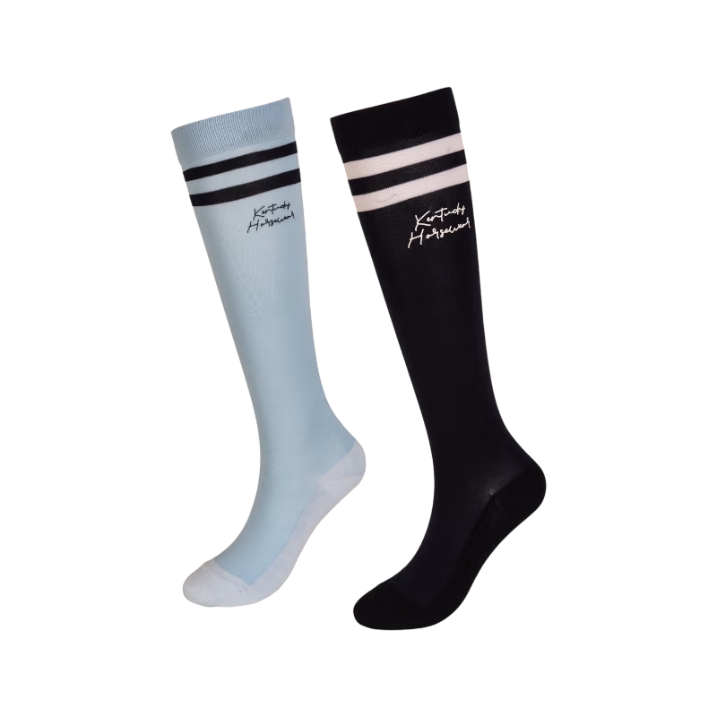 Kentucky Horsewear - Chaussettes d'équitation Stripes marine/ bleu clair x2