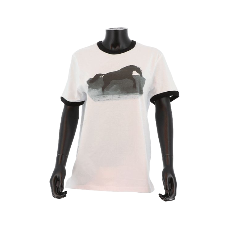 Collection Equine - T-shirt manches courtes Graziano blanc/ noir | - Ohlala