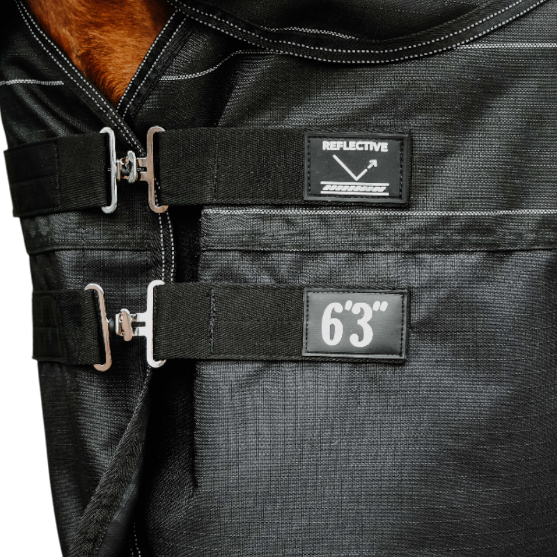 Equithème - Couverture d'extérieur Tyrex Lumin 600D noir 50g | - Ohlala