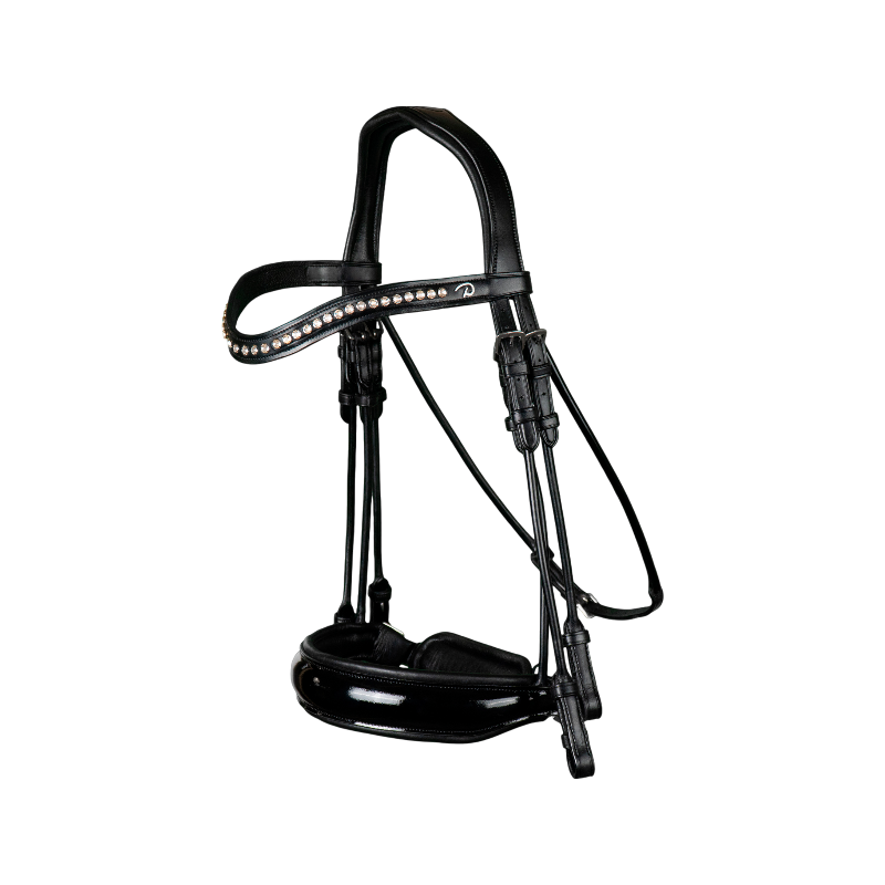 Dyon - Bride muserolle large vernie New English Collection noir | - Ohlala