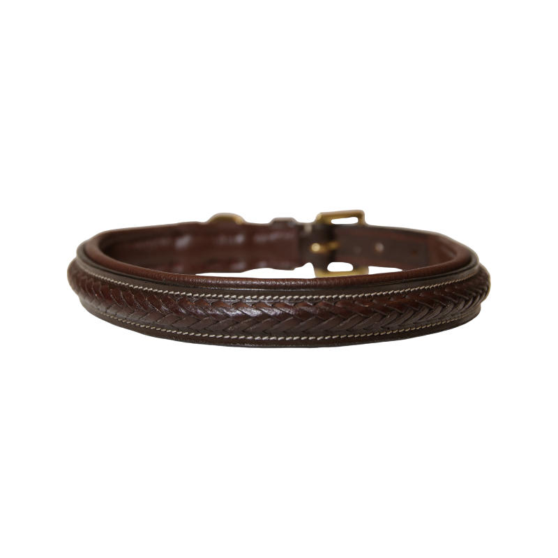Dyon - Collier pour chien tressé plat marron | - Ohlala