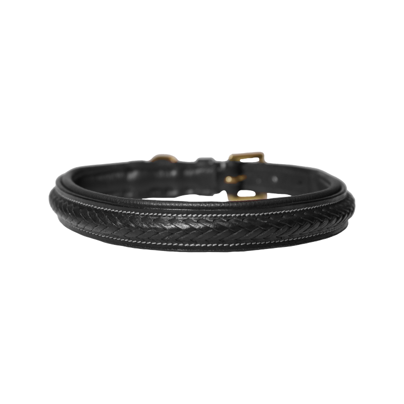 Dyon - Collier pour chien tressé plat noir | - Ohlala