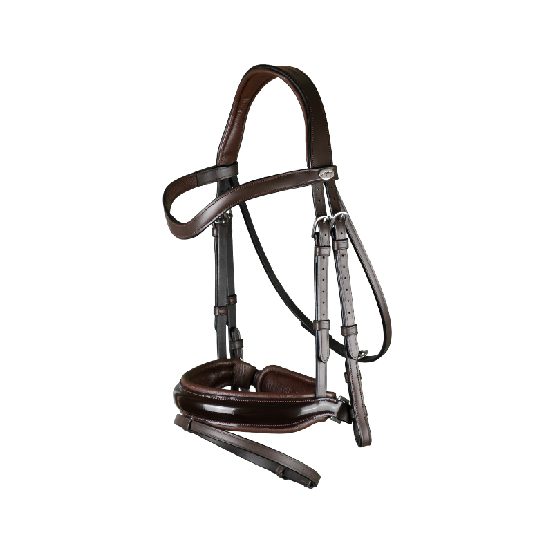 Dyon - Bridon muserolle combinée large vernie Working By Dyon havane | - Ohlala