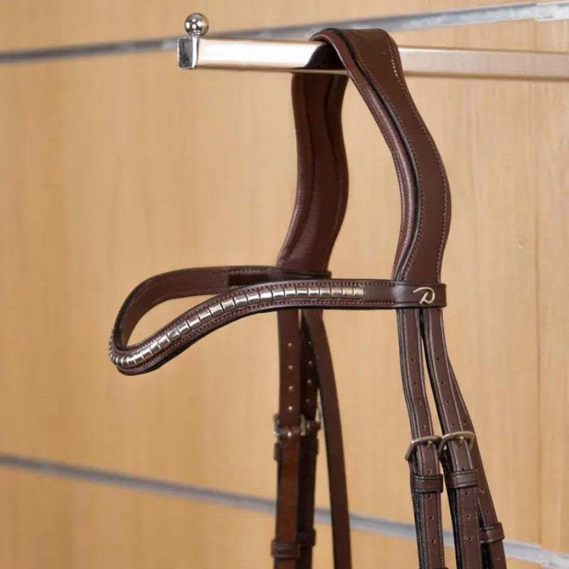 Dyon - Frontal en V clincher argenté New English Collection brun | - Ohlala
