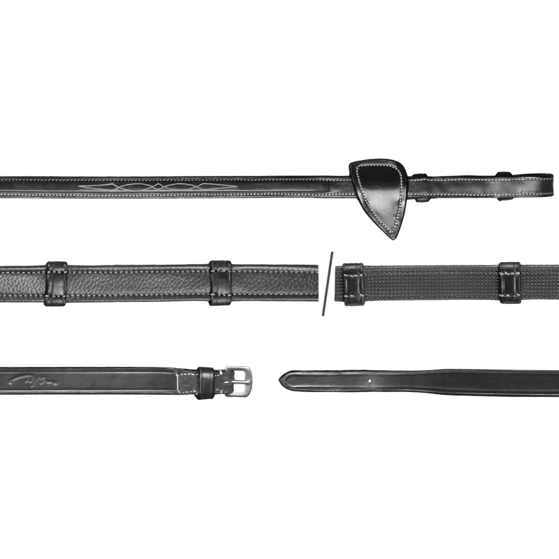 Dyon - Rênes Hunter 5/8 avec 7 arrêtoirs US Collection noir | - Ohlala