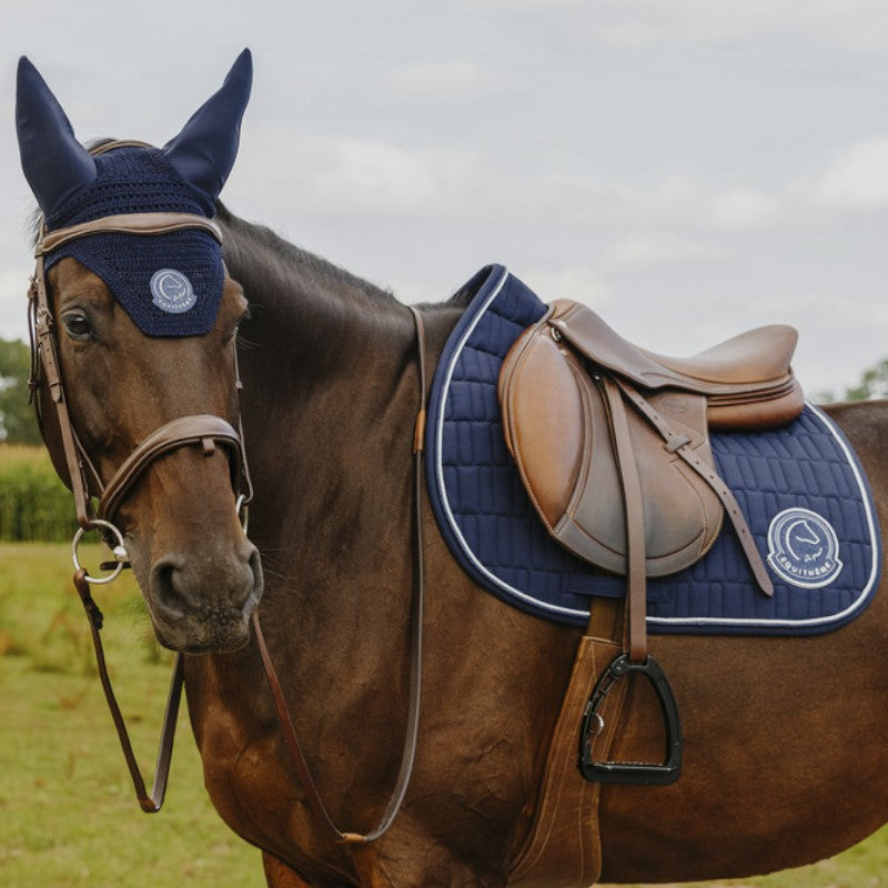 Equithème - Competition bonnet for horses I love you navy