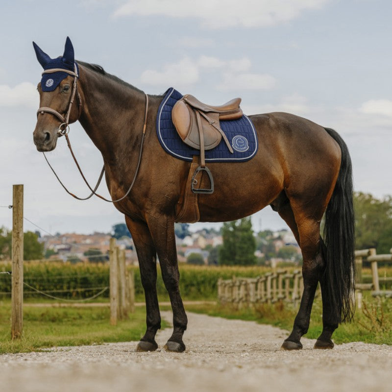 Equithème - Competition bonnet for horses I love you navy