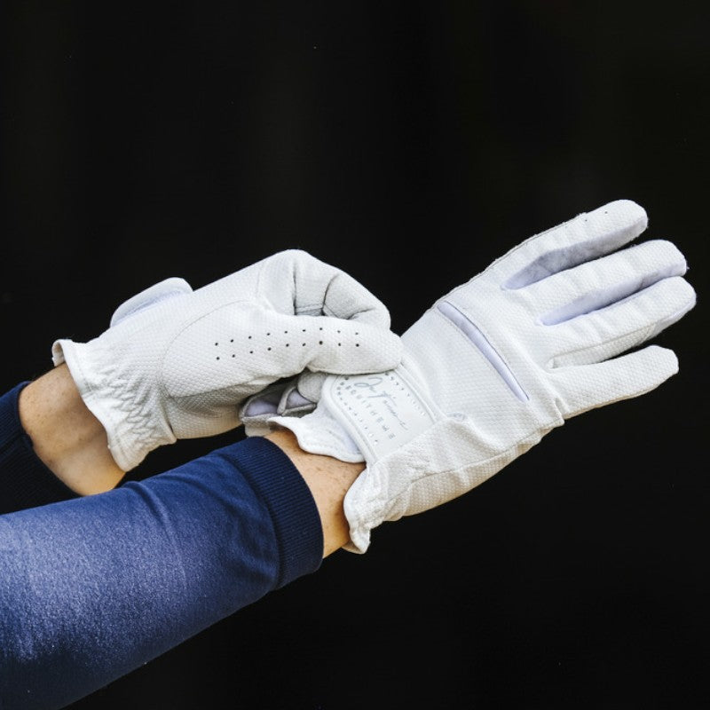 Equithème - Gants d'équitation Je t'aime Strass blanc | - Ohlala