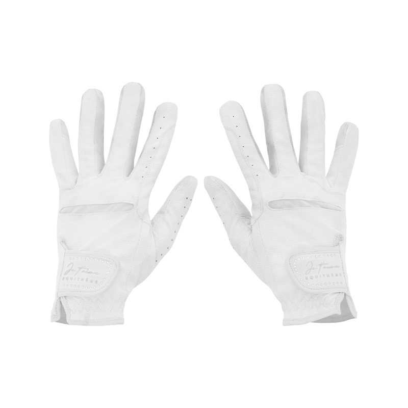 Equithème - Gants d'équitation Je t'aime Strass blanc | - Ohlala