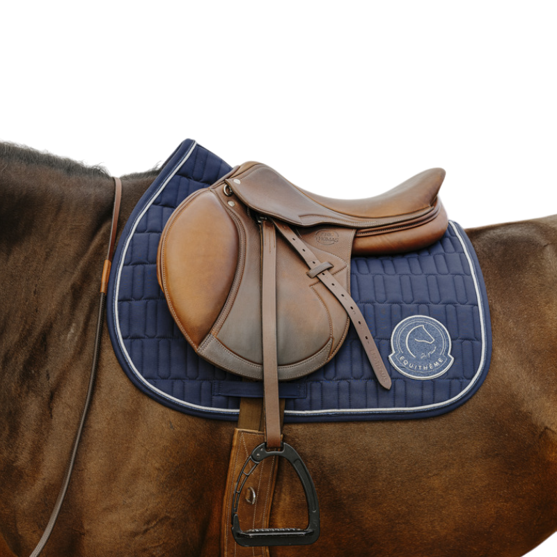 Equithème - Tapis de selle Compet Je t'aime marine | - Ohlala