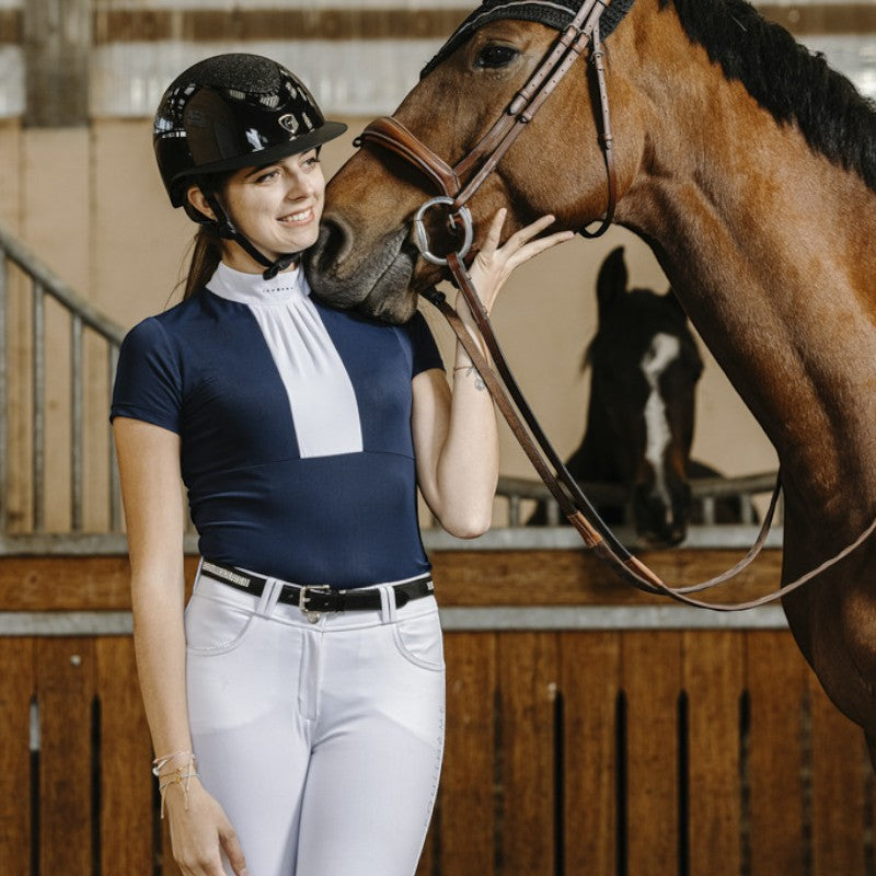 Equithème - Polo de concours manches courtes femme Doha marine | - Ohlala