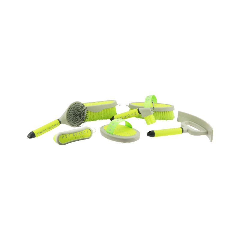 Equithème - Soft brush I love you fluorescent yellow