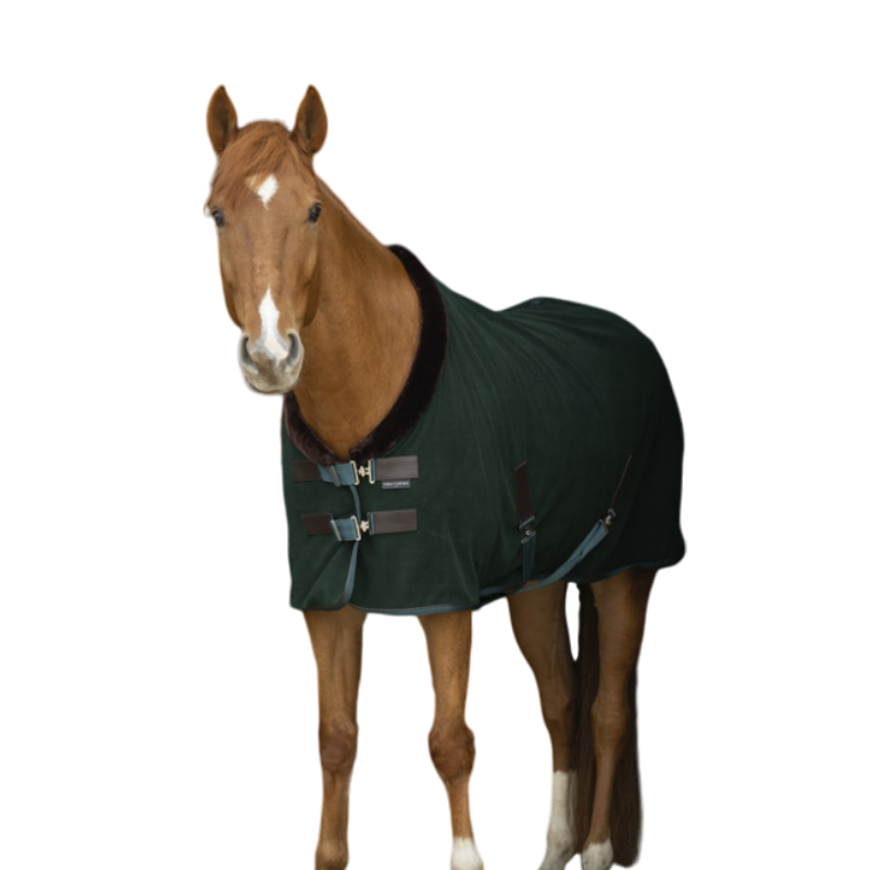 Equithème - Chemise polaire Teddy vert/ brun | - Ohlala