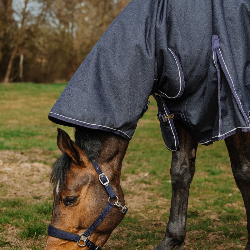 Equithème - Couverture d'extérieur Anatomic Combo 1200D 200g marine | - Ohlala