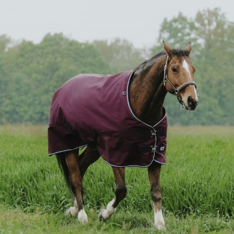 Equithème - Couverture d'extérieur Tyrex 1200D bordeaux 50g | - Ohlala