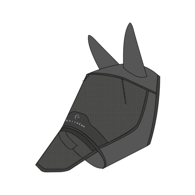 Equithème - Masque anti-mouches et UV Mesh avec oreilles et nez noir | - Ohlala
