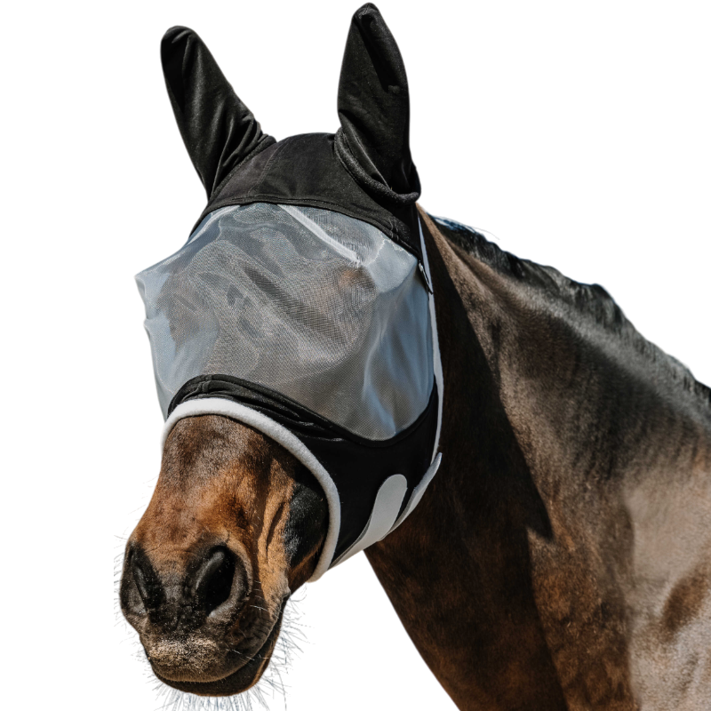 Equithème - Masque anti-mouches et UV Soft argent | - Ohlala