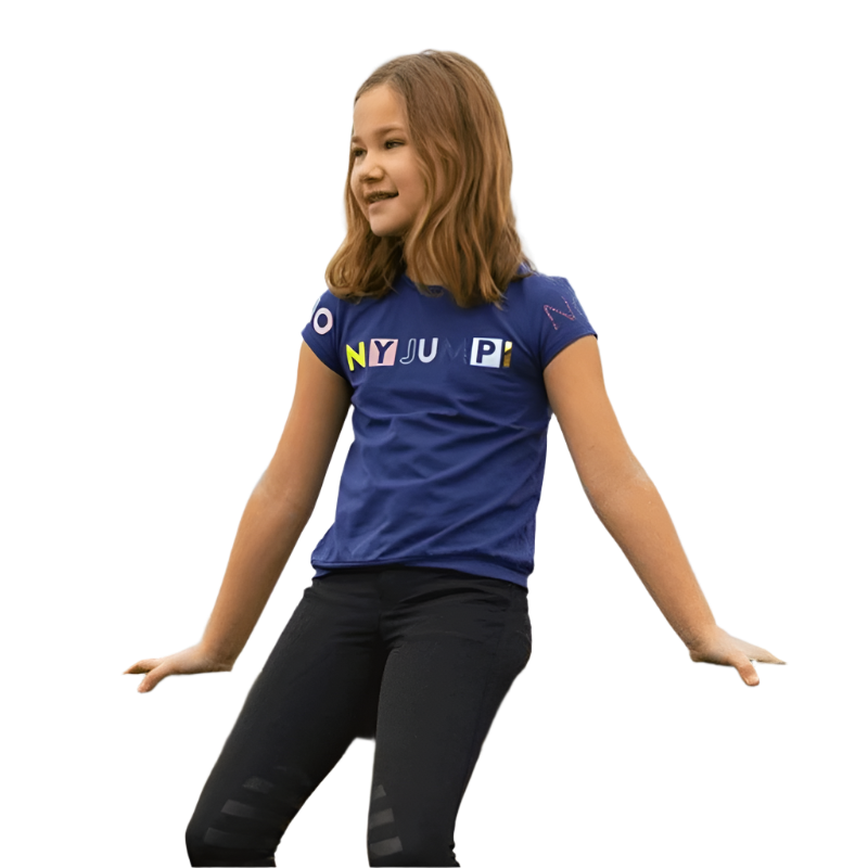 Equithème - T-shirt manches courtes enfant Icance marine | - Ohlala