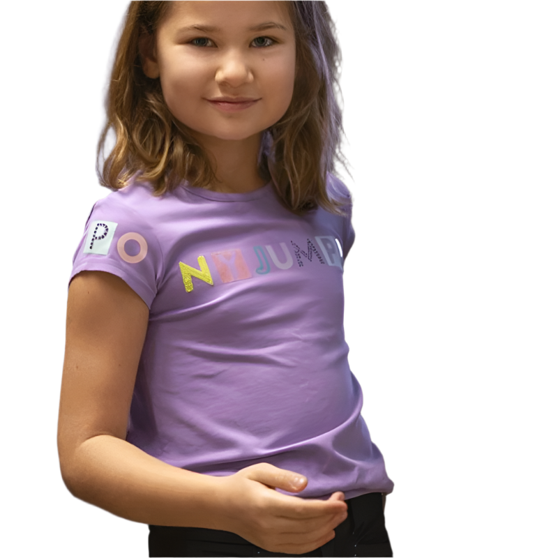 Equithème - T-shirt manches courtes enfant Icance lilas | - Ohlala