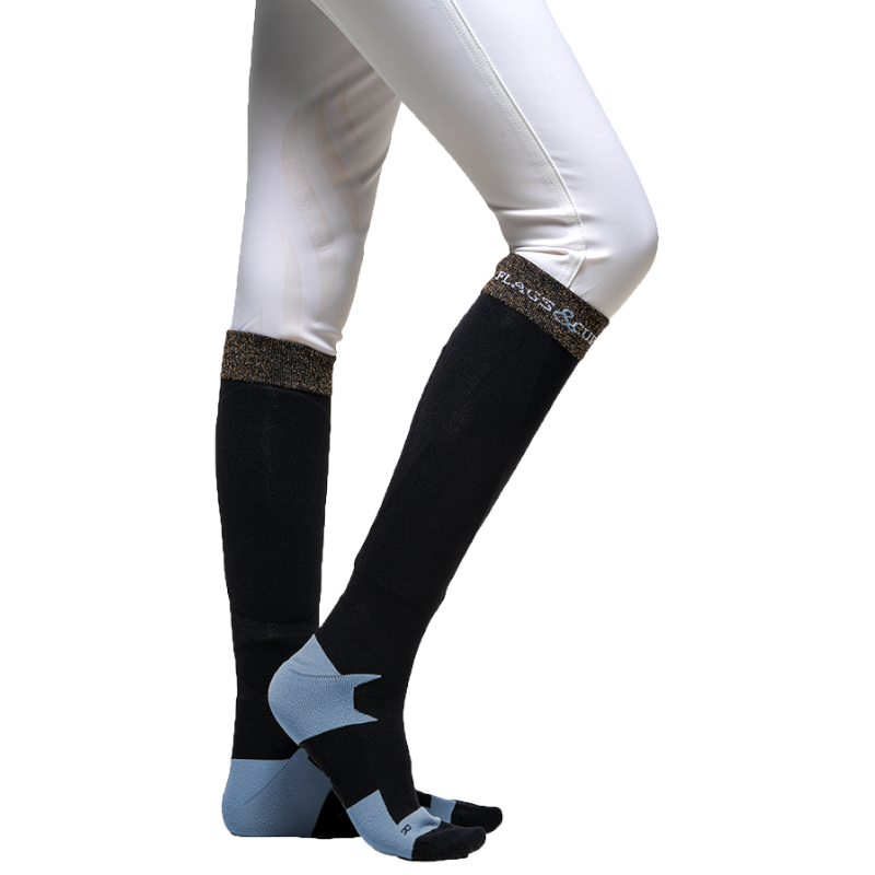 Flags & Cup - Chaussettes d'équitation femme Olbia noir/ iris | - Ohlala