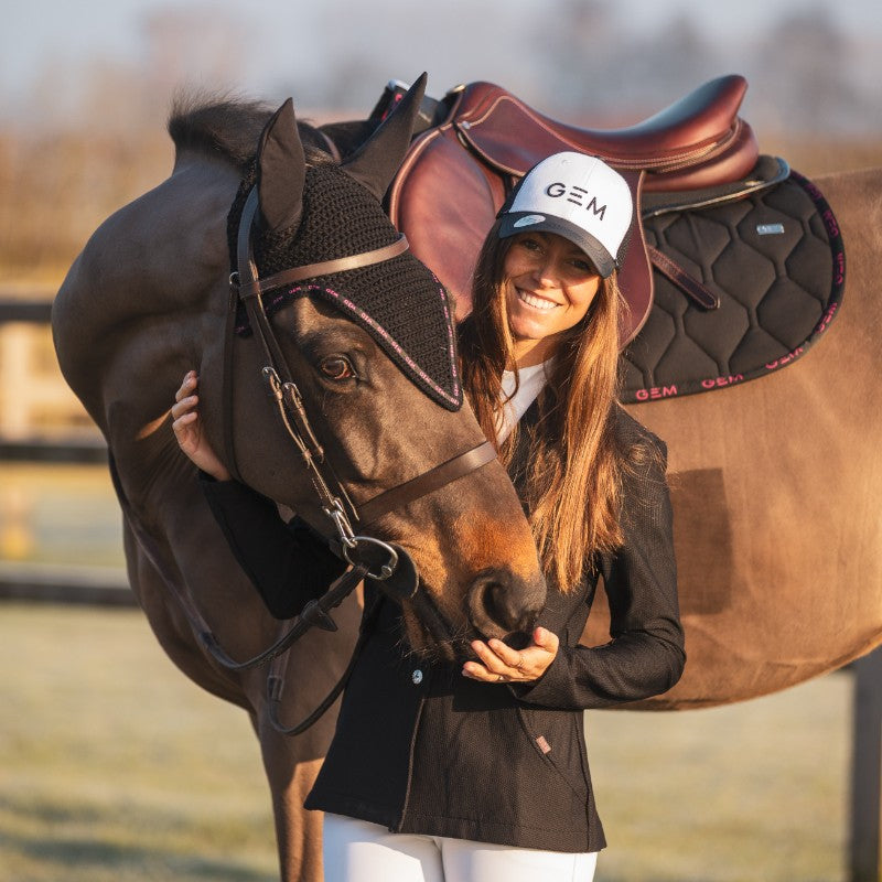GEM - Tapis de selle Love noir/ rose | - Ohlala