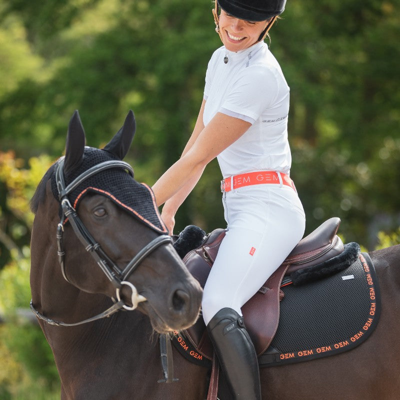 GEM - Tapis de selle mesh noir/ corail