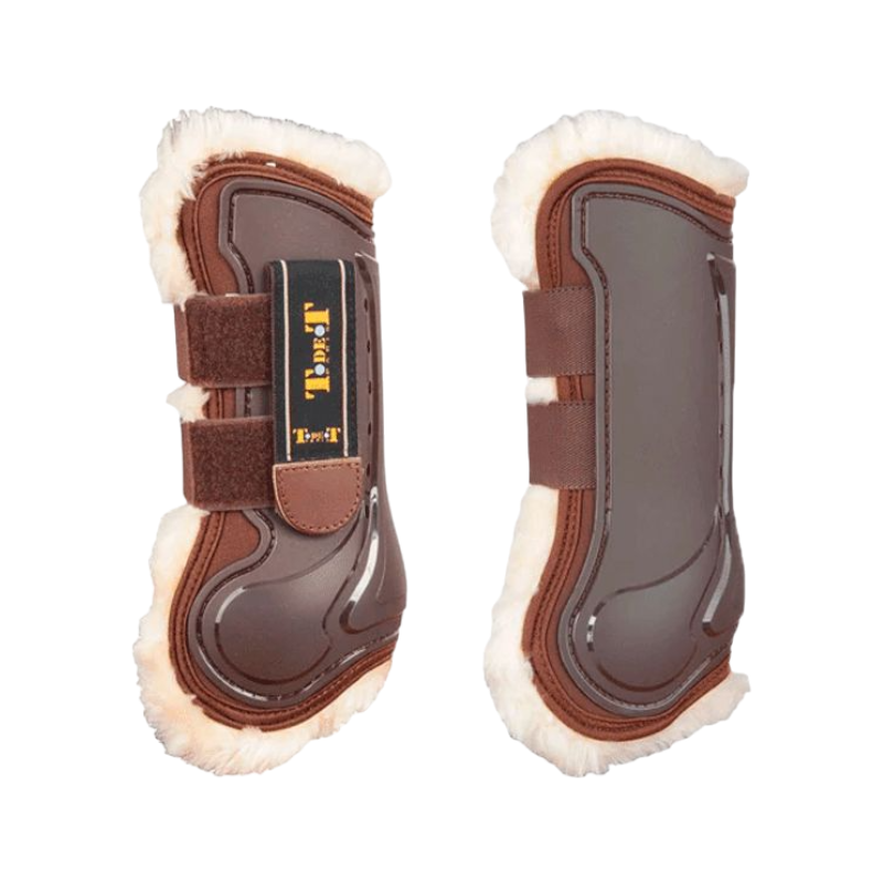 TdeT - Guêtres ouvertes Design avec doublure mouton marron x2 | - Ohlala
