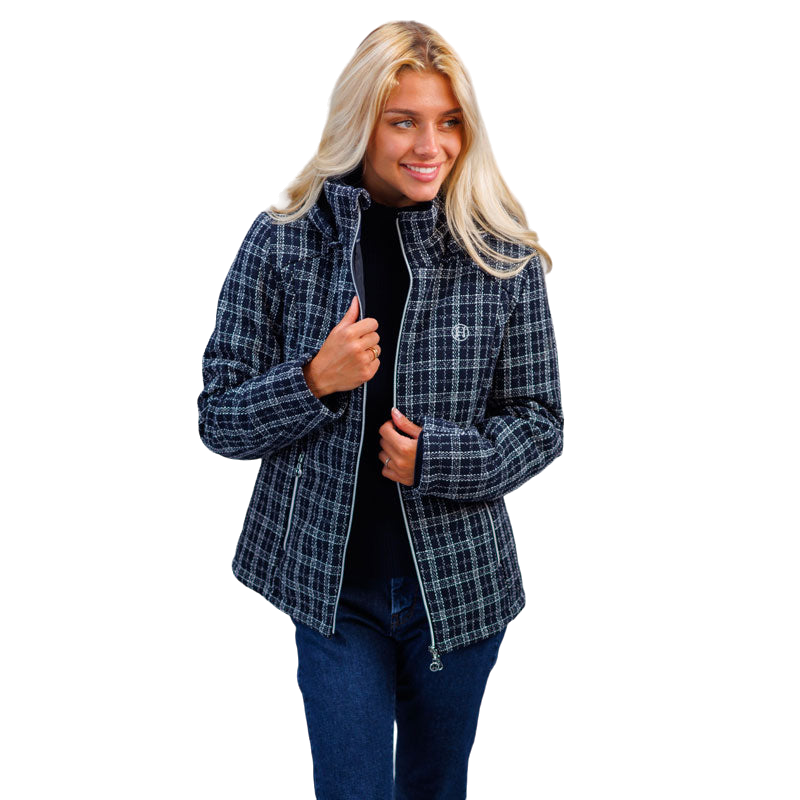 Harcour - Doudoune femme Jewel tweed marine/ blanc | - Ohlala