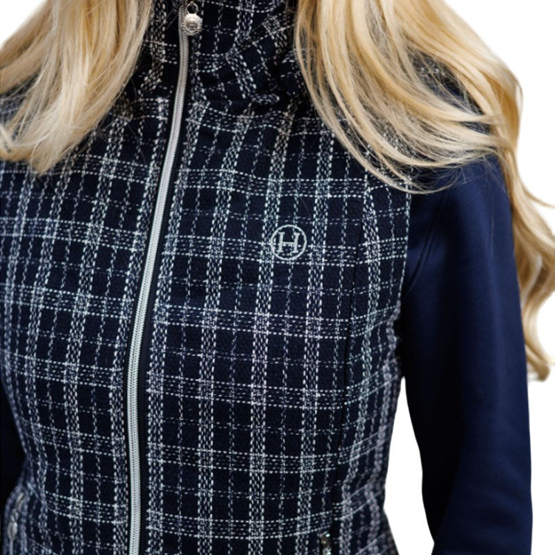 Harcour - Doudoune sans manches femme Best of tweed marine/ blanc | - Ohlala