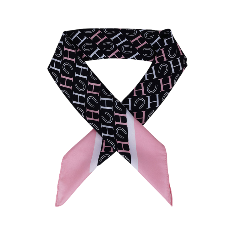 Harcour - Foulard Sarja noir/ rose/ blanc | - Ohlala