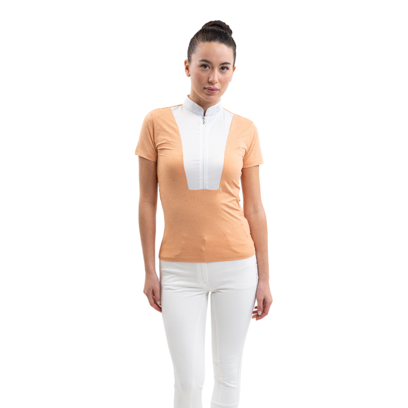 Harcour - Polo de concours manches courtes femme Paris abricot | - Ohlala