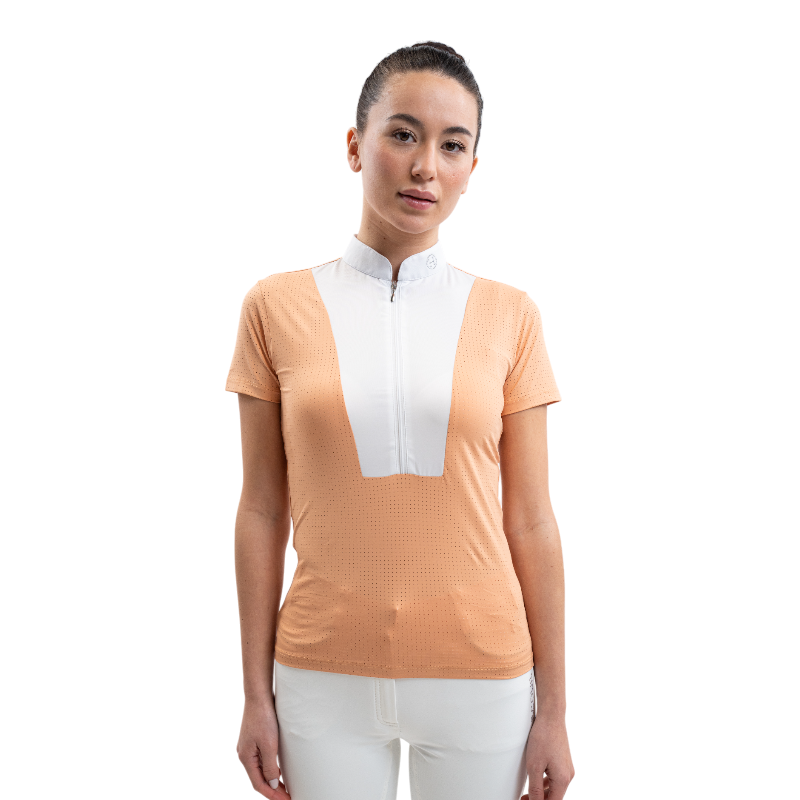 Harcour - Polo de concours manches courtes femme Paris abricot | - Ohlala