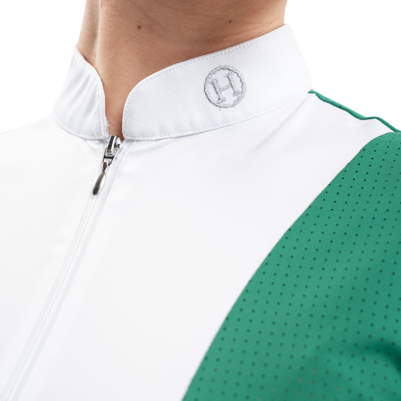 Harcour - Polo de concours manches courtes femme Paris emerald green | - Ohlala