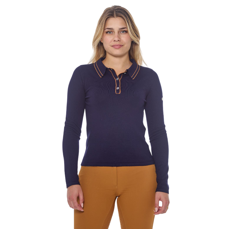 Harcour - Polo manches longues femme Popi marine | - Ohlala