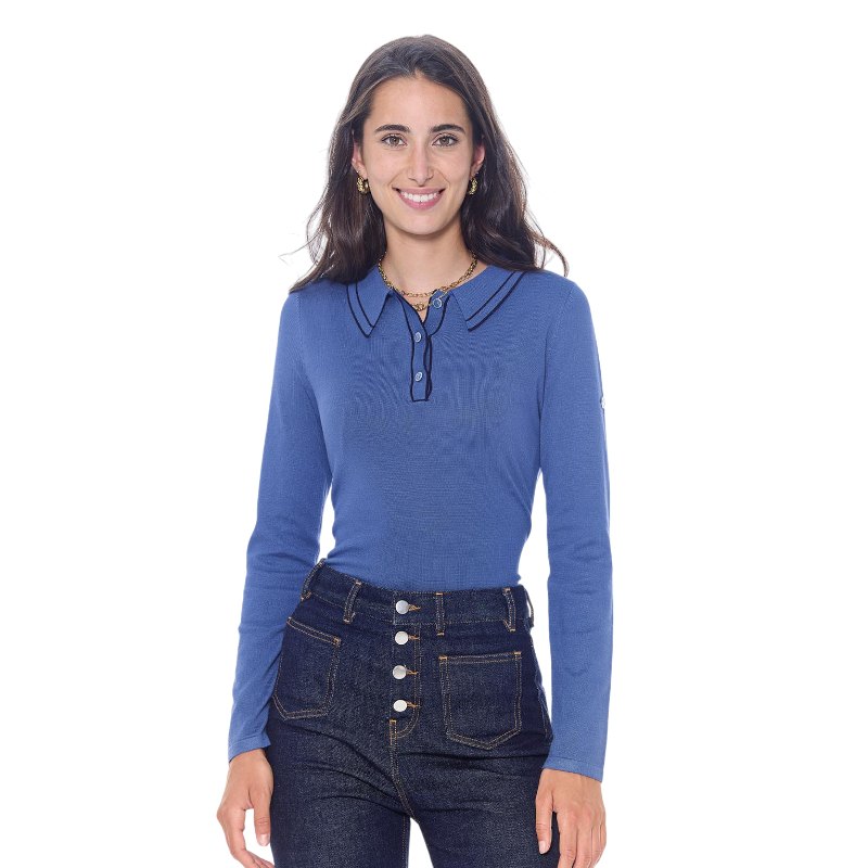 Harcour - Polo manches longues femme Popi steel blue | - Ohlala