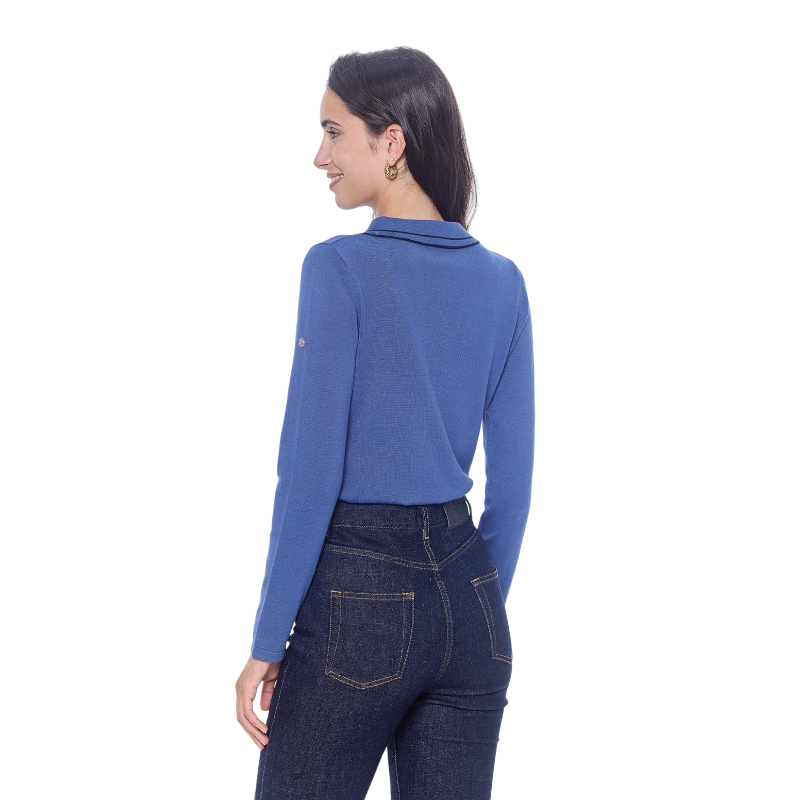 Harcour - Polo manches longues femme Popi steel blue | - Ohlala