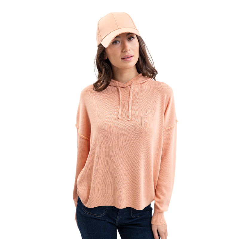 Harcour - Sweat à capuche manches longues femme Plume abricot | - Ohlala