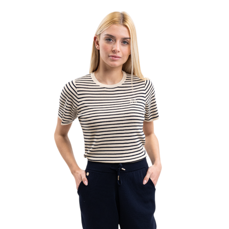 Harcour - T-shirt manches courtes femme Tzimi lin/ marine | - Ohlala