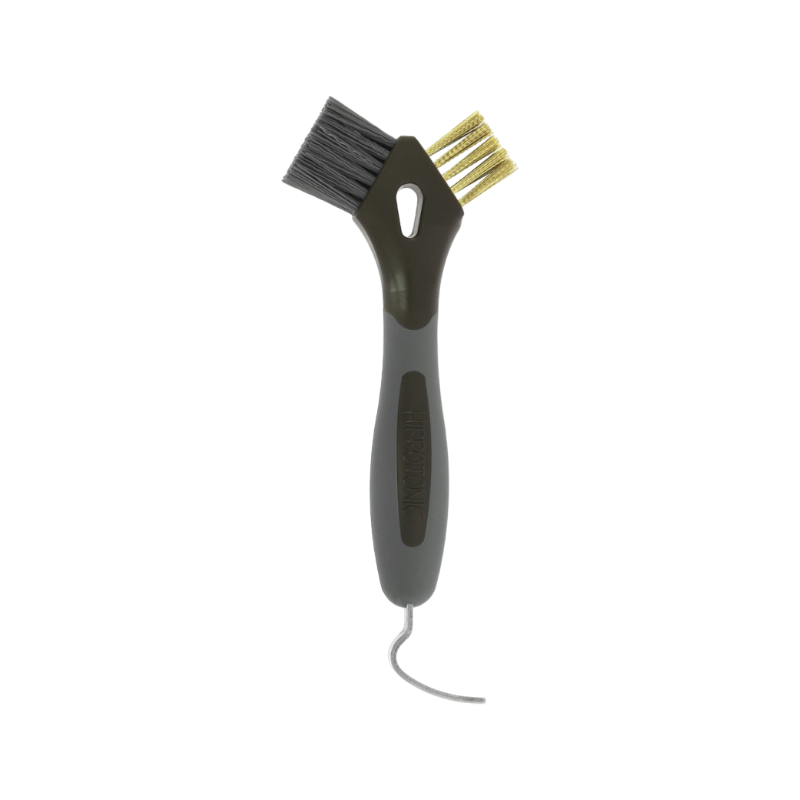 Hippotonic - Cure pied brosse métal 3 en 1 marron | - Ohlala