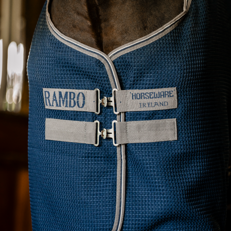 Horseware - Chemise séchante Rambo Techni Waffle marine/ thunderstorm grey/ argent | - Ohlala