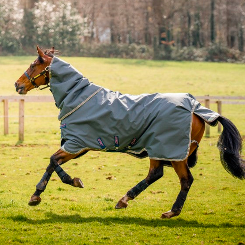 Horseware - Couverture d'extérieur Amigo Bravo 12 Plus dark shadow/ marine/ rose 50g + doublures | - Ohlala
