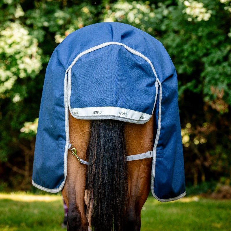 Horseware - Couverture d'extérieur Amigo Bravo 12 Wug marine/ titanium grey/ argent 400g | - Ohlala