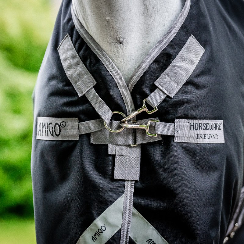 Horseware - Amigo Turnout buiten deken zwart/titanium grijs/zilver 50g